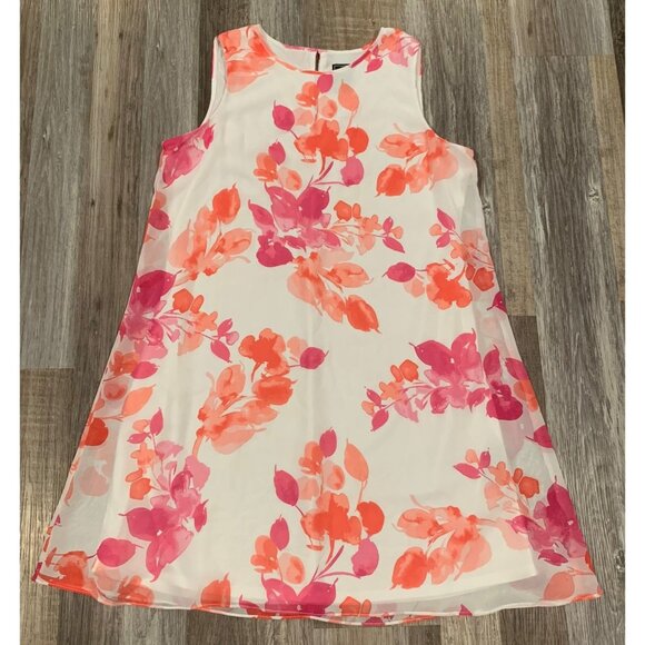 JH Jessica Howard Floral Sleeveless Shift Dress Lined Keyhole Pink Orange Sz 14 - Picture 5 of 16